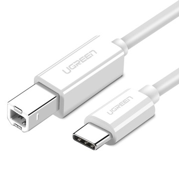 Ugreen kabel przewód do drukarki USB-C - USB-B 480Mb/s 1m biały (US241)