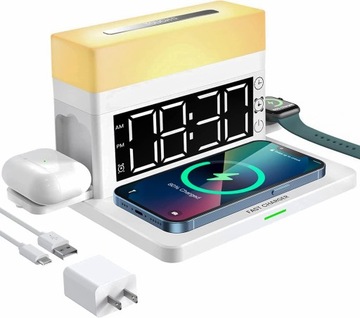 ŁADOWARKA BEZPRZEWODOWA, indukcja iPHONE Z ZEGAREM