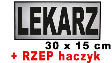 LEKARZ naszywka emblemat odblaskowy 30 x 15 cm na plecy z rzepem