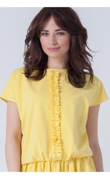 Dresowa młodzieżowa mini sukienka żółta L/XL