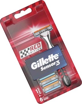 GILLETTE MASZYNKA SENSOR3 RED EDITION + 6 ostrzy