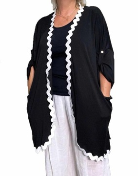 modna narzutka falbanka prążek modna kobieca 50 52 elegancka kieszenie