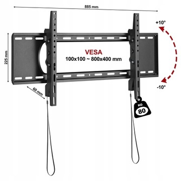 Твердый наклонный держатель для телевизора Вешалка для телевизора 45–90 дюймов, грузоподъемность 80 кг C5T