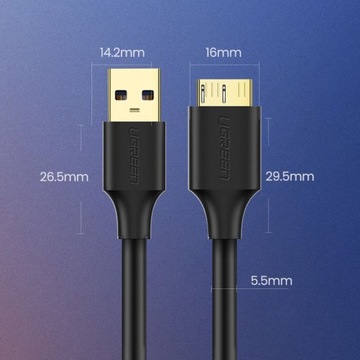 Кабель Ugreen USB-A — Micro USB-B SS, 1 м