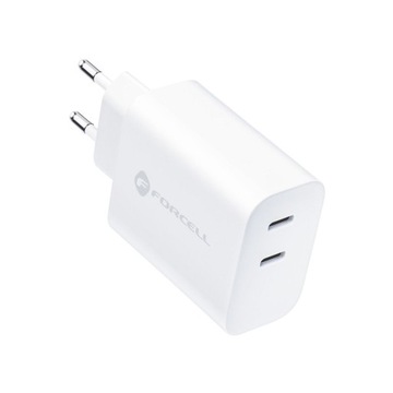 FORCELL Szybka Ładowarka Sieciowa USB typ C - 3A 35W 2x USB-C PD i QC 4.0