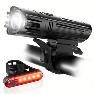 LAMPKA ROWEROWA PRZÓD TYŁ USB LED ZESTAW 1500LM T6