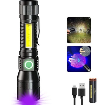 Latarka UV LED,Ładowana Przez USB, Silnym Magnesem