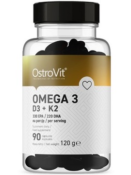 Kwasy Omega 3 + wit. D3 + K2 - 90 kap. OstroVit