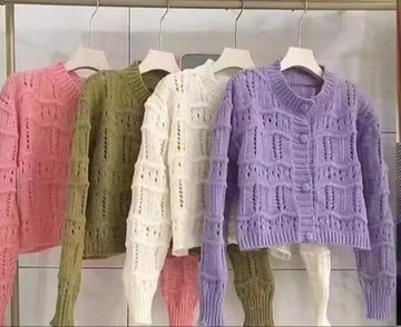 French Casual Croped Knitted Cardigan Women's Fash