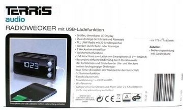 Радиобудильник Terris RW274 Зарядка через USB Двойной будильник