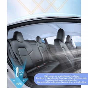 SZKLANY DACH OSŁONA PRZECIWSŁONECZNA IZOLACJA CIEPLNA DLA Tesli Model3 2018