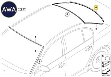 BMW 5 E60 Оригинальный нижний уплотнитель заднего стекла