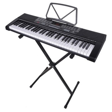 БОЛЬШОЕ ОРГАНО-КЛАВИАТУРНОЕ ПИАНО ДЛЯ ОБУЧЕНИЯ 61 КНОПКА USB MP3 + ПОДСТАВКА + БЕСПЛАТНО