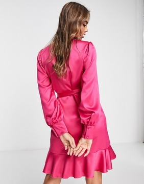 Style Cheat różowa satynowa sukienka na wesele XXL