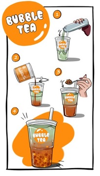 BUBBLE TEA - ZESTAW KUBKI SŁOMKI na 6x700ml JAGODA AGREST CYTRYNA TRUSKAWKA