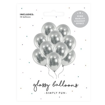 Balony na ŚLUB URODZINY KOMUNIE srebrne glossy x10