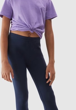 Legginsy Dziewczęce Spodnie 4F dzianinowe granatowe 4FJWSS24TTIGF130 128