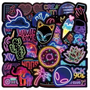 NAKLEJKI WLEPY STICKERS BOMB MIX NEON BLACK 50 szt