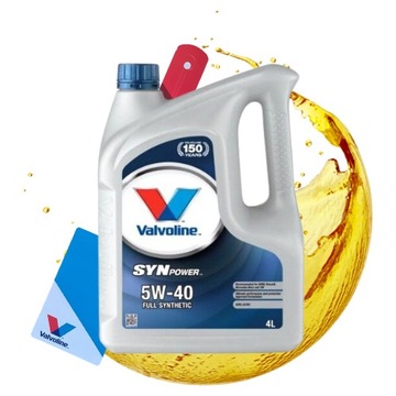OLEJ VALVOLINE 5W40 SYNPOWER 4L API SL/SM, ACEA A3/B4 + ZAWIESZKA OLEJOWA