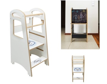 Drewniany Pomocnik Kuchenny dla dziecka Składany 2w1 Kitchen Helper Tablica