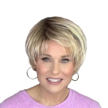 Blond Peruka Kręcone Włosy Typu Bob Z Grzywką