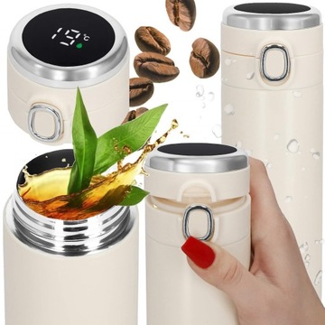 KUBEK TERMICZNY TERMOS LED 420 ml NA KAWĘ HERBATĘ DOTYKOWY DO SAMOCHODU PRO