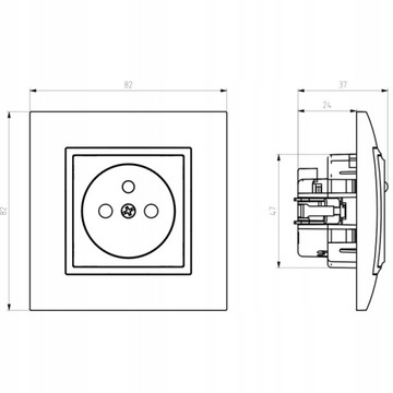БЕЛЫЙ/ЗОЛОТОЙ МОДУЛЬ БЕЗ РАМКИ, ОДИНАРНАЯ РОЗЕТКА