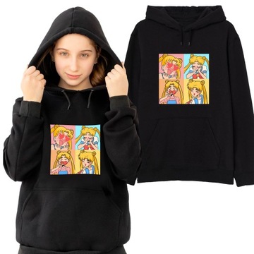 CZARNA BLUZA DAMSKA CZARODZIEJKA Z KSIĘŻYCA USAGI MANGA ANIME KAWAII XXL