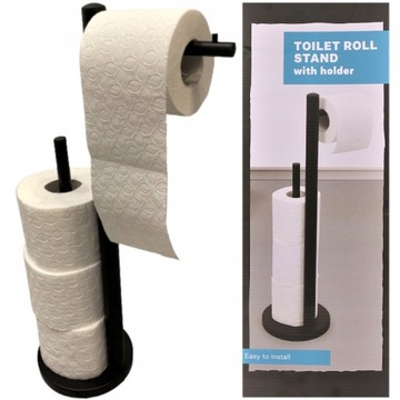STOJAK UCHWYT NA PAPIER TOALETOWY METAL CZARNY LOFT WC