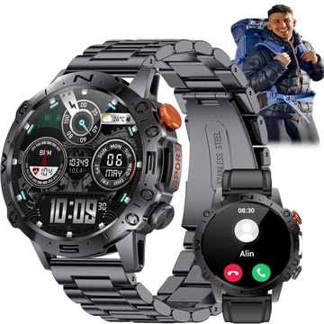 SMARTWATCH MĘSKI ZEGAREK ROZMOWY SPORT ZEWNĘTRZNY KROKOMIERZEM WODOODPORNY