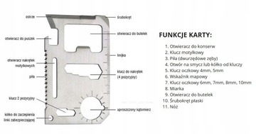 PRZETRWANIA SURVIVAL CARD NÓŻ TOOL L2E98 KARTA PRZ