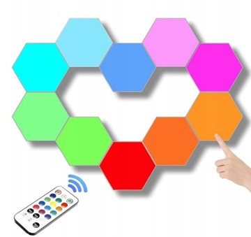 10X СОТОВАЯ ЛАМПА RGB АТМОСФЕРНАЯ ЛАМПА С ДИСТАНЦИОННЫМ СЕНСОРНЫМ УПРАВЛЕНИЕМ