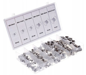 НАБОР АЛЮМИНИЕВЫХ ЗАКЛЕПОК-ГАЙК M3-M10 150 ШТ.
