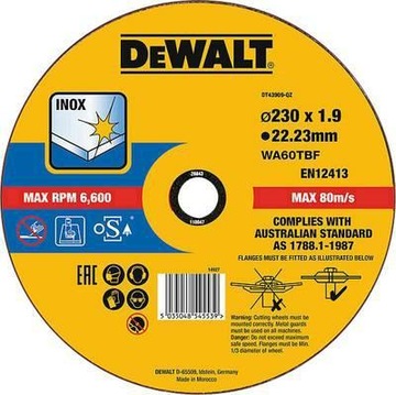 DT43909 DEWALT TARCZA DO CIĘCIA 230MM STALI INOX