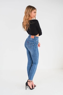 Ciemne klasyczne jeansy damskie spodnie skinny PUSH UP wysoki stan XL