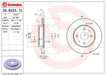 BREMBO 09.B523.10 ДИСК ГАЛЬМІВНА 