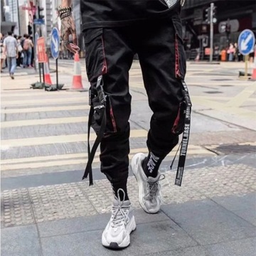 Hit Color Cargo Pants Men's Joggers Trousers Lette