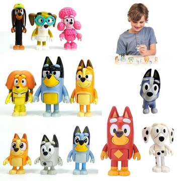 Bluey Zestaw Figurek 12 Sztuki Figurka z Bajki Rodzinka Przyjaciele