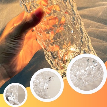 KRYSZTAŁOWA LAMPKA NOCNA LED RGB USB-C 16 KOLOR