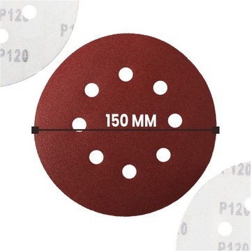 10 дисков для наждачной бумаги с отверстиями на липучке, 150 мм, диски P120, шлифовальный диск