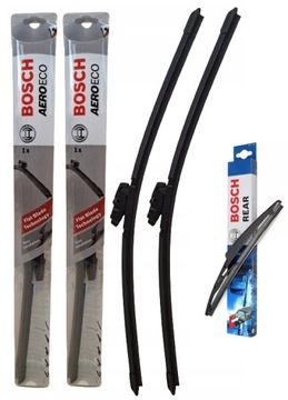 KOMPLET 3X WYCIERACZKI PRZÓD + TYŁ PŁASKIE AEROECO BOSCH OPEL ASTRA H