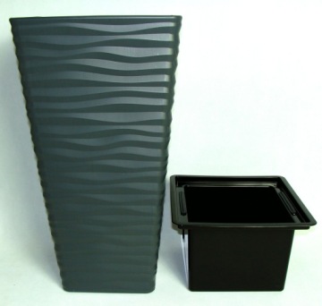 3D цветочный горшок+вставка Sahara Slim квадратный 30х56 антракт