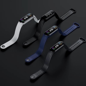 СПОРТИВНЫЙ РЕМЕСЛ ДЛЯ MI BAND 5/6/7 В ПОЛОСКУ - РОЗОВЫЙ
