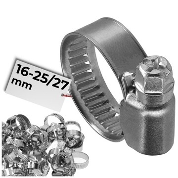 10x Opaska ślimakowa 16 ZACISKOWA 16-25/27 mm