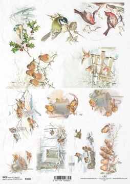 Papier ryżowy A4 R1021 zimowe ptaszki