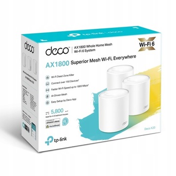 Zestaw Router / Punkt dostępowy Mesh TP-Link Deco X20 AX1800 Wi-Fi 6 3-pak