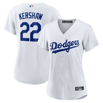 Biała replika koszulki zawodnika Clayton Kershaw Los Angeles Dodgers, L