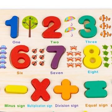 ДЕРЕВЯННАЯ РАЗВИВАЮЩАЯ ДОСКА ДЛЯ ДЕТЕЙ ГОЛОВОЛОМКА ИЗУЧЕНИЕ ЦИФР СЧЕТ СОРТИРОВКА