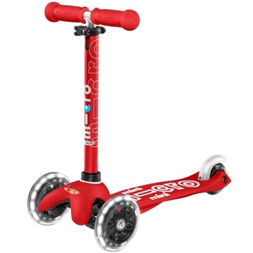 Самокат Mini Micro Deluxe LED красный со светодиодными колесами