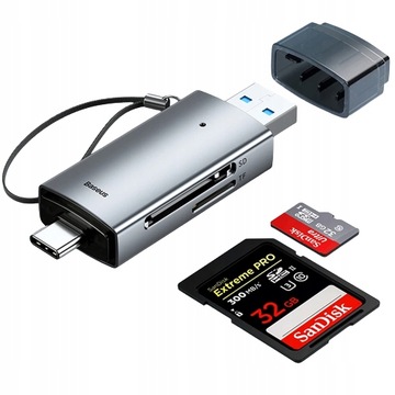 АДАПТЕР BASEUS СЧИТЫВАНИЕ КАРТ ПАМЯТИ microSD SD TF USB 3.0 USB-C TYPE-C OTG